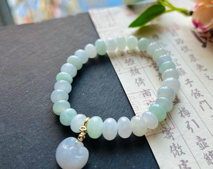 Natural Jadeite Beaded Bracelet Handmade Jewelry Burmese Type A Icy Translucent Pastel Multicolor Jade 8.5-9mm