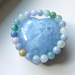 Jadeite Jade Beaded Bracelet Jewelry Gift for Her Untreated Genuine Type A Burma Icy Multi-Colored 8.5mm Jadeite Beads Handmade in Canada