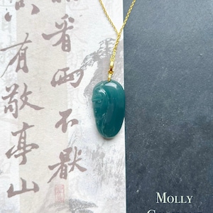 Jadeite Jade Pendant Necklace Jewelry Gift for Her Natural Guatemalan Type A Icy Highly Translucent Dark Blue Jadeite Bird & Sterling Silver