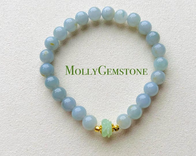Jadeite Jade Beaded Bracelet Jewelry Authentic Untreated Icy Translucent Type A Burmese RARE Lavender Purple Yellow Floral 7mm Jadeite Gift