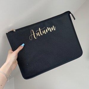 Pasta de documentos de couro Saffiano personalizada, capa para laptop, organizador de viagem para novo emprego, bolsa para passaporte, bolsa grande para presente