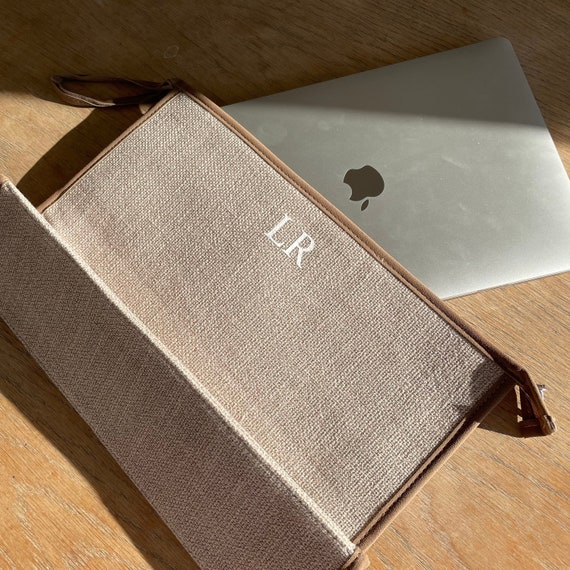 Personalised Canvas Zip Large Document Holder Laptop Case Clutch