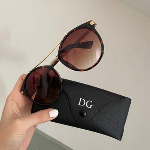 Custodia per occhiali in similpelle con bottone personalizzato, regalo da viaggio per lui, nonna, zia, nonno, papà, regalo di anniversario, occhiali compatti