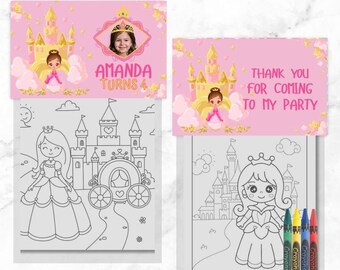 Princess Coloring Pages & Crayons: Birthday Party Favors