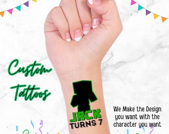 Custom Tattoos, Custom Tattoo Design, Birthday Tattoos, Customized Character tattoos, Party Supplies, Party Favors, Minnie Tattoos, Tattoos