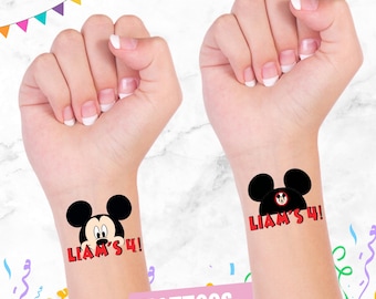Personalized Mickey Mouse Temporary Tattoos: Birthday Party Favors