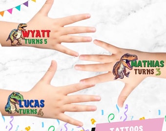 Tijdelijke dinosaurustattoos, bedankjes voor verjaardag