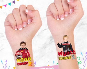 Personalized Race Car Temporary Tattoos: Birthday Party Favors