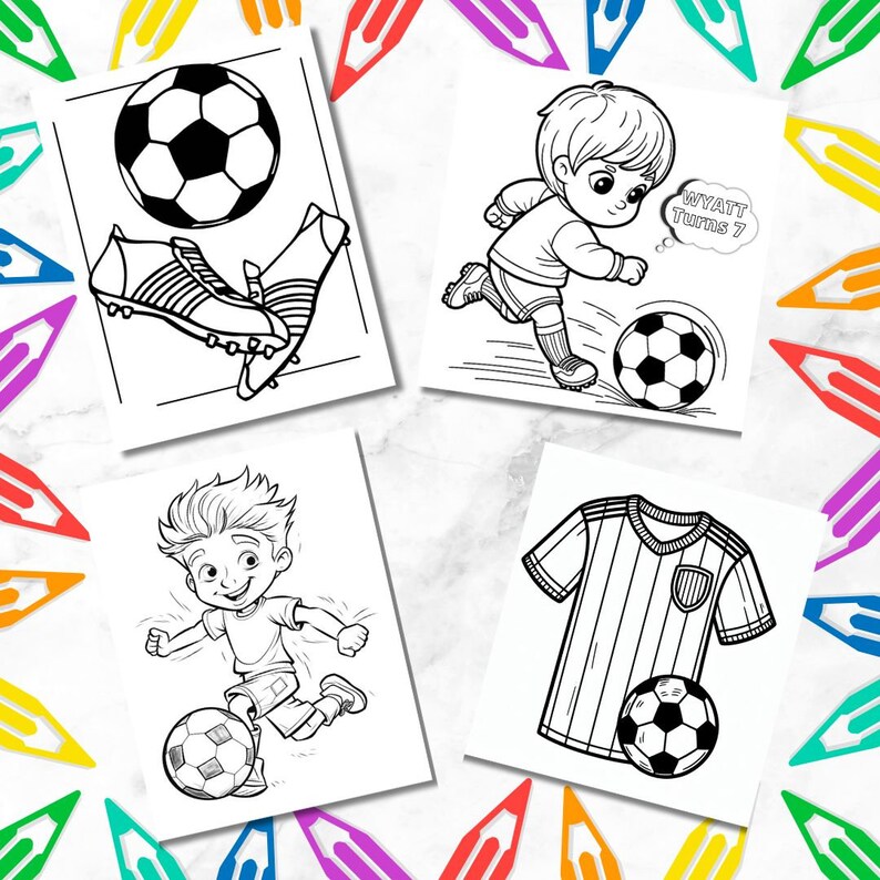 Soccer Birthday, Soccer Coloring, Sport Party Favor, Soccer Coloring ...