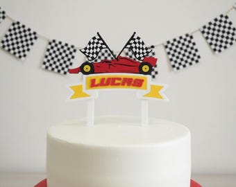 Race Car Cake Topper, Happy Birthday Cake Topper, 3D Printed Cake Topper