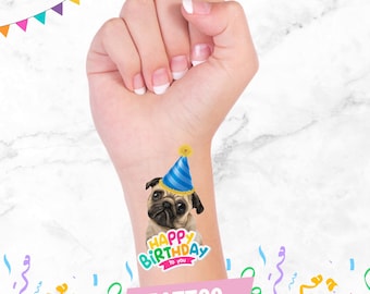 Tatuajes temporales personalizados para cumpleaños de mascotas: regalos para fiestas de perros o gatos