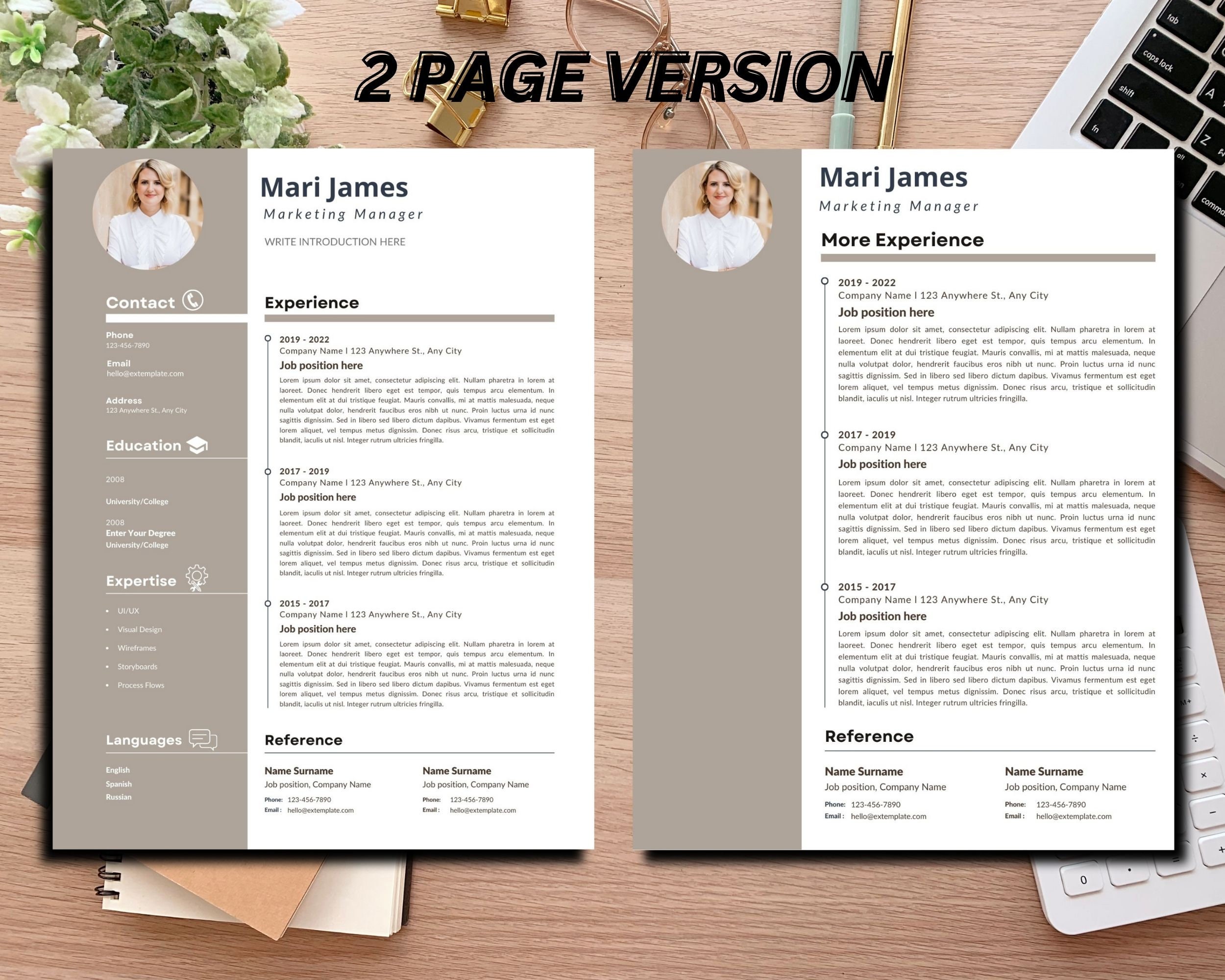 Canva Resume Template, Digital Download Editable - Etsy
