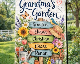 Personalized Grandma's Flag, Where Love Grows Flag, Custom Flag for Nana, Mimi, Mother's day Flag, Garden Gift, Grandchildren Flag