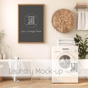 Mockup för tvättstuga, porträttväggkonst (digital nedladdning)