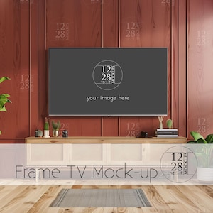 Frame TV Mockup, TV Frame Mockup, Living Room TV Mockup,  Tv Mockup, psd, png, jpg,  frame mockup with smart object, MU101