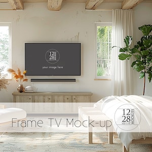 Frame TV Mockup, TV Frame Mockup, BedRoom TV Mockup, Samsung Tv Mockup, tv mockup boho, boho bedroom tv mockup, frame tv mockup MU106