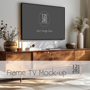 Frame TV Mockup, TV Frame Mockup, Living Room TV Mockup, Modern tv mockup, psd png jpg, samsung frame mockup smart object, minimalist MU118