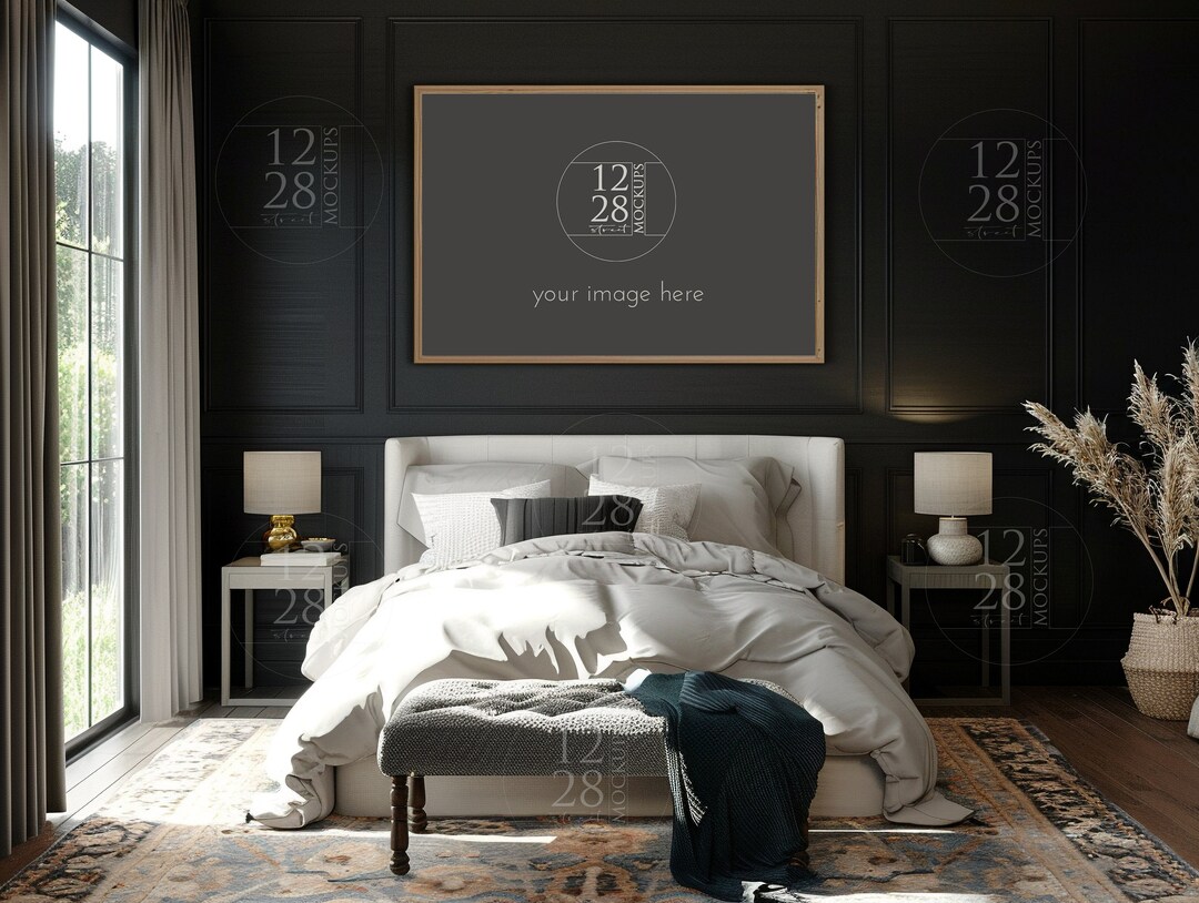 Dark Bedroom Mockup, Bedroom Art Mockup, Mockup for Bedroom Art, Mockup
