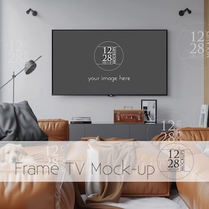 Frame TV Mockup, TV Frame Mockup, Living Room TV Mockup, Samsung Tv Mockup, psd, png, jpg, samsung frame mockup with smart object MU111