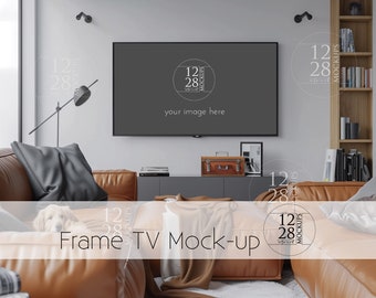 Maqueta de arte de TV con marco para sala de estar, Samsung Frame (PSD)