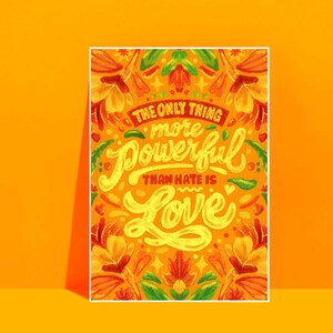 Motivational Art Print | Hate VS Love, A3 Matte Poster