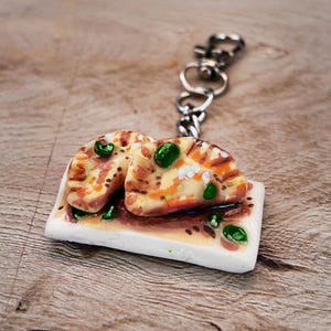 Japanese Gyoza Dumpling Polymer Clay Keychain | Kawaii Food Keychain | Cute Gift Idea | Handmade Accessory | Cute Food Sculpture