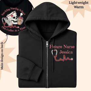 Custom RN Zip Hoodie: Nurse Skeleton, Nursing School Gift