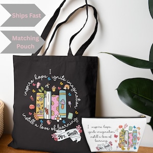 Sac fourre-tout inspirant, idée cadeau personnalisée en toile pour enseignant, sac à provisions réutilisable, cadeau de remerciement pour enseignant, rentrée des classes