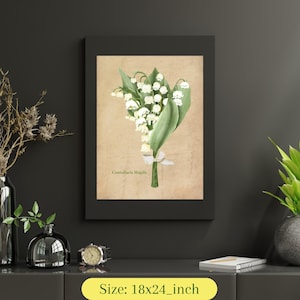 Vintage Lily of the Valley Botanical Print | Convallaria Majalis Wall Art, Printable Botanical Decor, Digital Instant Download