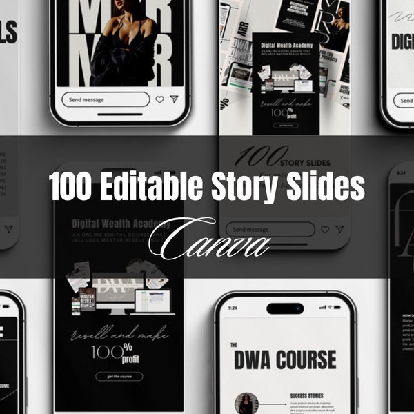 100 CANVA editable story slides to boost DWA sales | MRR