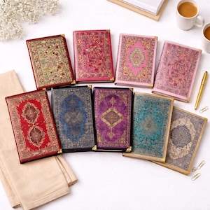 Turkish Notebook Journal – Woven Carpet Notebook with Handmade Cover – Boho Stationery Gift