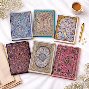 Turkish Notebook Journal – Woven Carpet Notebook with Handmade Cover – Boho Stationery Gift