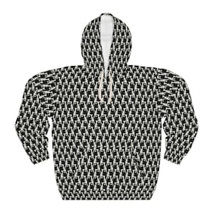 Dog Pattern Unisex Pullover Hoodie, 100% Pure Polyester, Black
