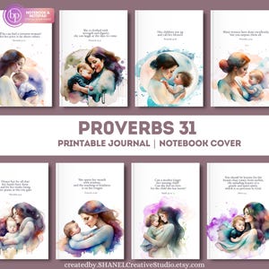 Cuaderno de diario para madre e hijo con Proverbios 31, plantilla de versículo bíblico, diseño basado en la fe, descarga digital instantánea