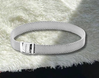 Chic Square Clasp Snake Bracelet - Sterling Silver -S925 Sterling Silver Bridal Bracelet