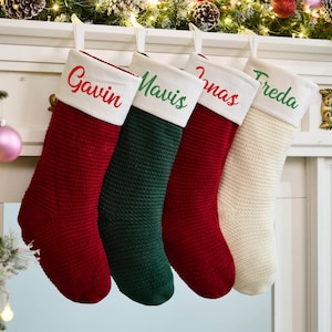 Monogram Christmas Family Stockings,Custom Stocking With Name,Holiday Stockings, Knit Family Stockings,Christmas Family Gifts,Holiday Decor