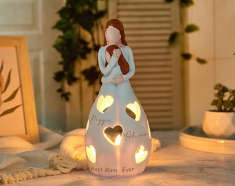 Mom & Tochter Liebe Kerzenhalter Statue, LED-Kerze, Mutterliebe, Geschenk für die beste Mutter, Tochter Geschenk für Mutter, Geschenk für Schwiegermutter