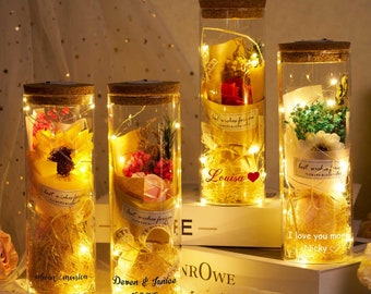 Personalisierte Galaxy Rose Geschenkbox, für immer LED Rosen, rosa erhaltene Rosen, Romantisches Simulationsgeschenk, Geschenk für Freundin, Muttertagsgeschenk