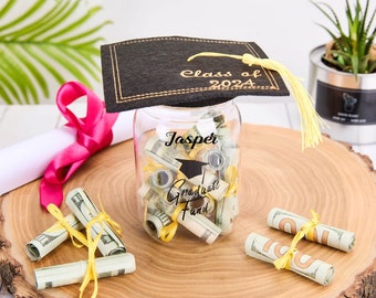 Personalized Graduation Cap Box Money Holder,Graduation Gift Money Jar,Graduation Cash Holder,Graduation Gift,Class Of 2024,Graduation Decor