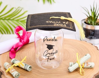 Personalized Graduation Mason Jar Lid 2024,Graduation Money  Holder,Graduation Cap Gift Money Holder,Graduation Fund Jar,Graduation Gifts