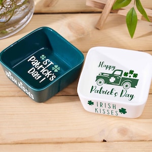 Personalized St Patricks Day Candy Dish,Tiered Tray,Celebrate St. Patrick&#39;s Day with Decoration,Irish Kisses,Mini Ceramic Plate,Gift for Dad