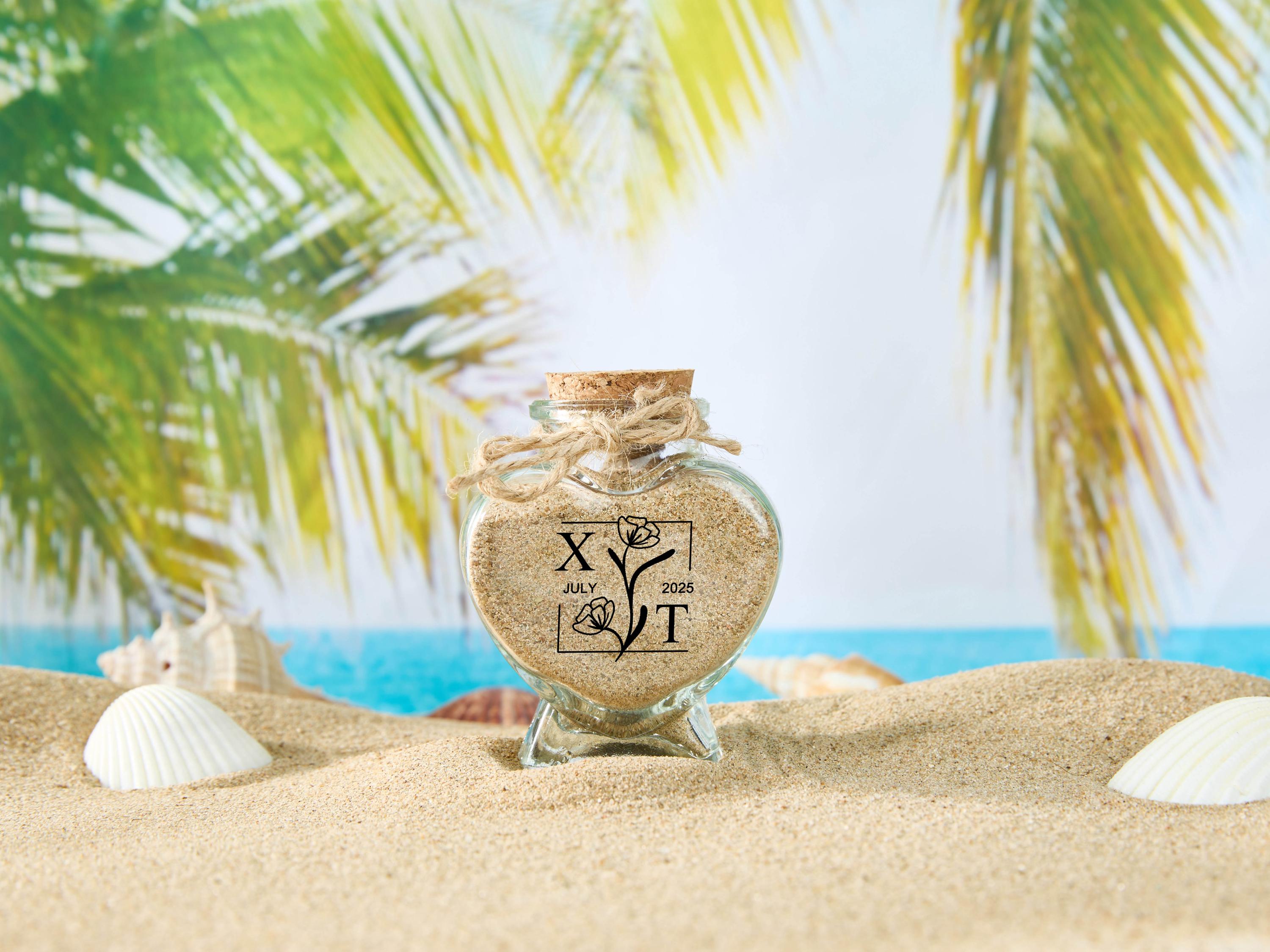Pot Souvenir En Verre En Forme De Cœur - Cadeau De Mariage Ou Lune De Miel, Avec Coffret Cadeau