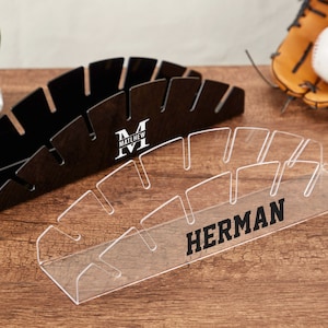 Aangepaste acryl hoedenhouder, gepersonaliseerde baseballcapdisplay, hoedenrek display, aparte baseballcapstandaard, hoedenopberger voor vader, honkbalcadeau
