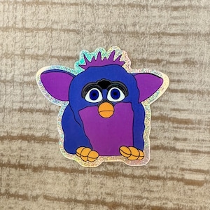 Holographic Glitter 90s Toy Furby Waterproof Sticker
