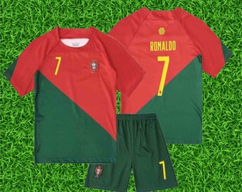 22 23 Niños Portugal Ronaldo Home Uniforme de fútbol premium, conjunto de manga corta para niños, regalo de cumpleaños