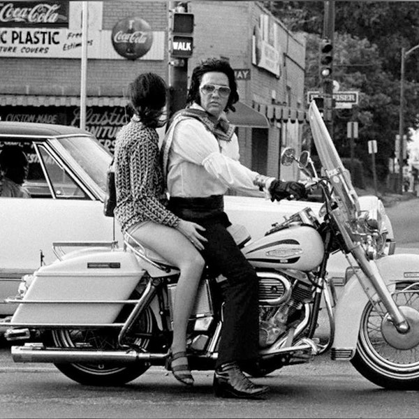 RARE Elvis and Mary Selph 71 Harley Memphis 1972 8x10 Photo Reprint "FREE SHIPPING"