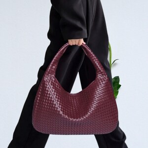 Interwoven Leather Wallet Clutch: Vegan Leather Dumpling Bag Shoulder Bag - Perfect Gift for Her