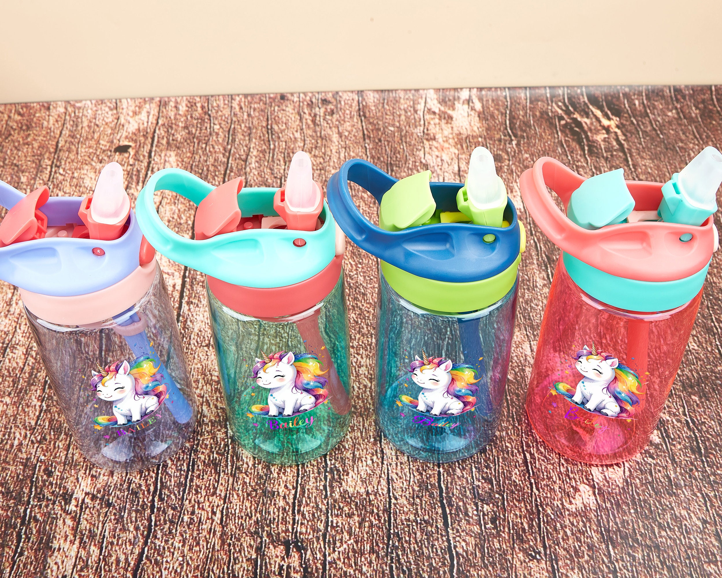 Personalized Kids Water Bottle with Straw, Custom Unicorn School Water Bottle, Sports Bottle, Back to School, Gift for Girl