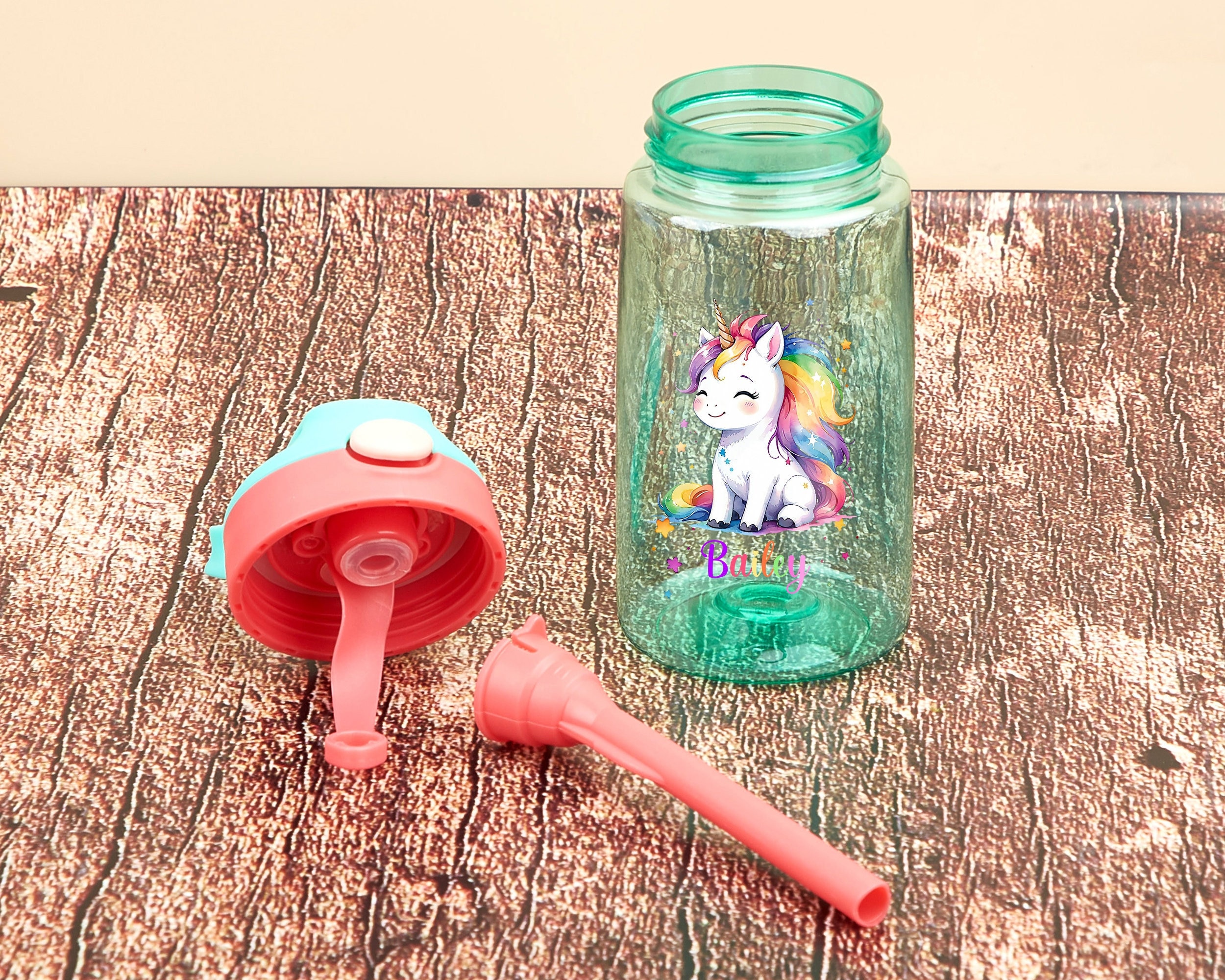 Personalized Kids Water Bottle with Straw, Custom Unicorn School Water Bottle, Sports Bottle, Back to School, Gift for Girl