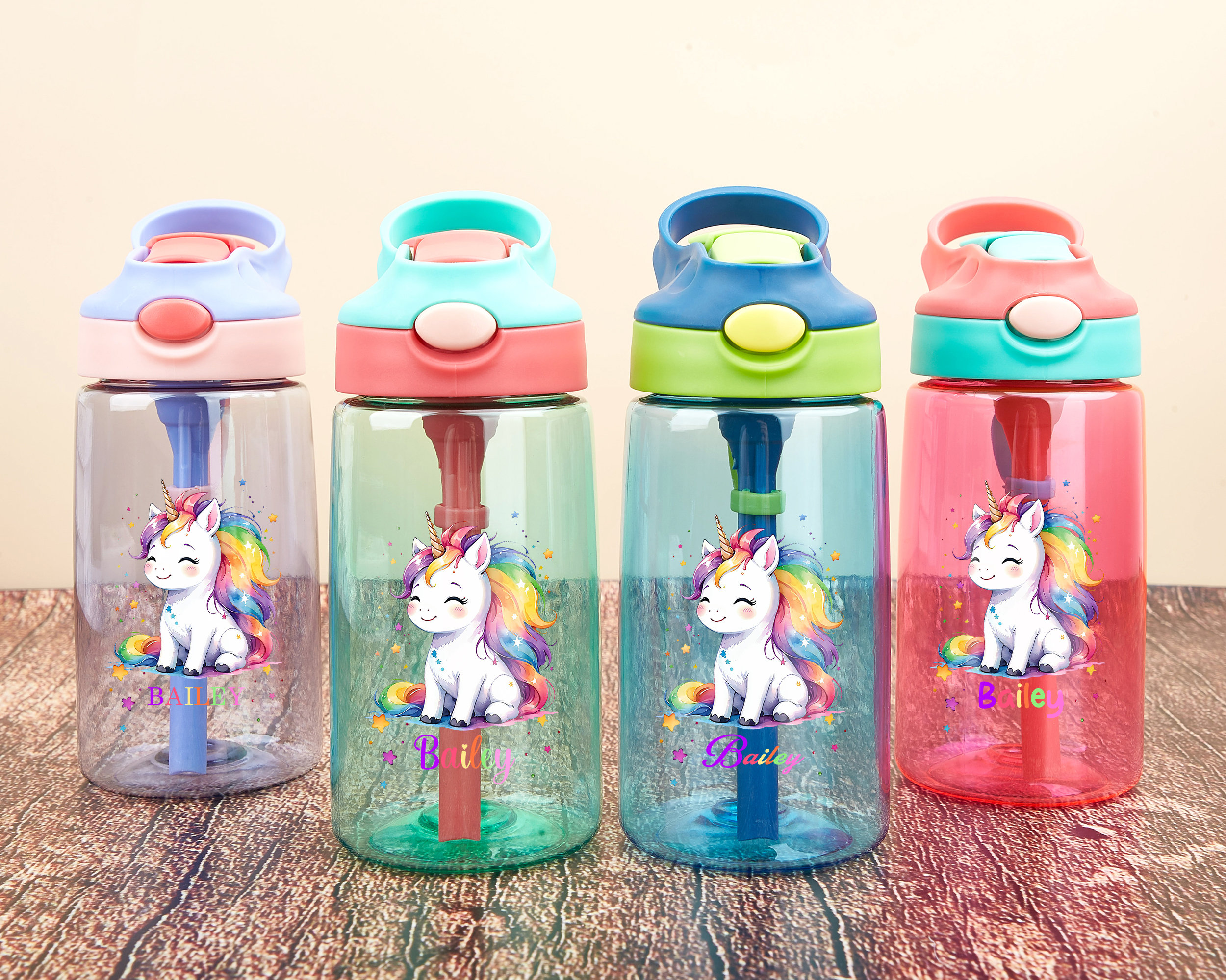Personalized Kids Water Bottle with Straw, Custom Unicorn School Water Bottle, Sports Bottle, Back to School, Gift for Girl